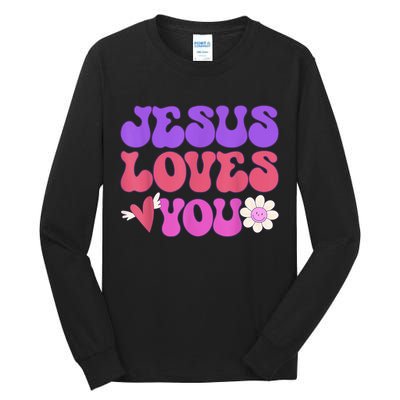 Groovy Christian Jesus Loves You 70's Hippie Tall Long Sleeve T-Shirt
