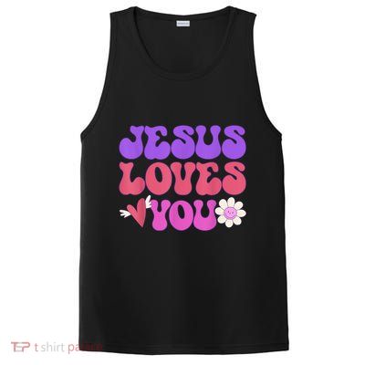 Groovy Christian Jesus Loves You 70's Hippie PosiCharge Competitor Tank