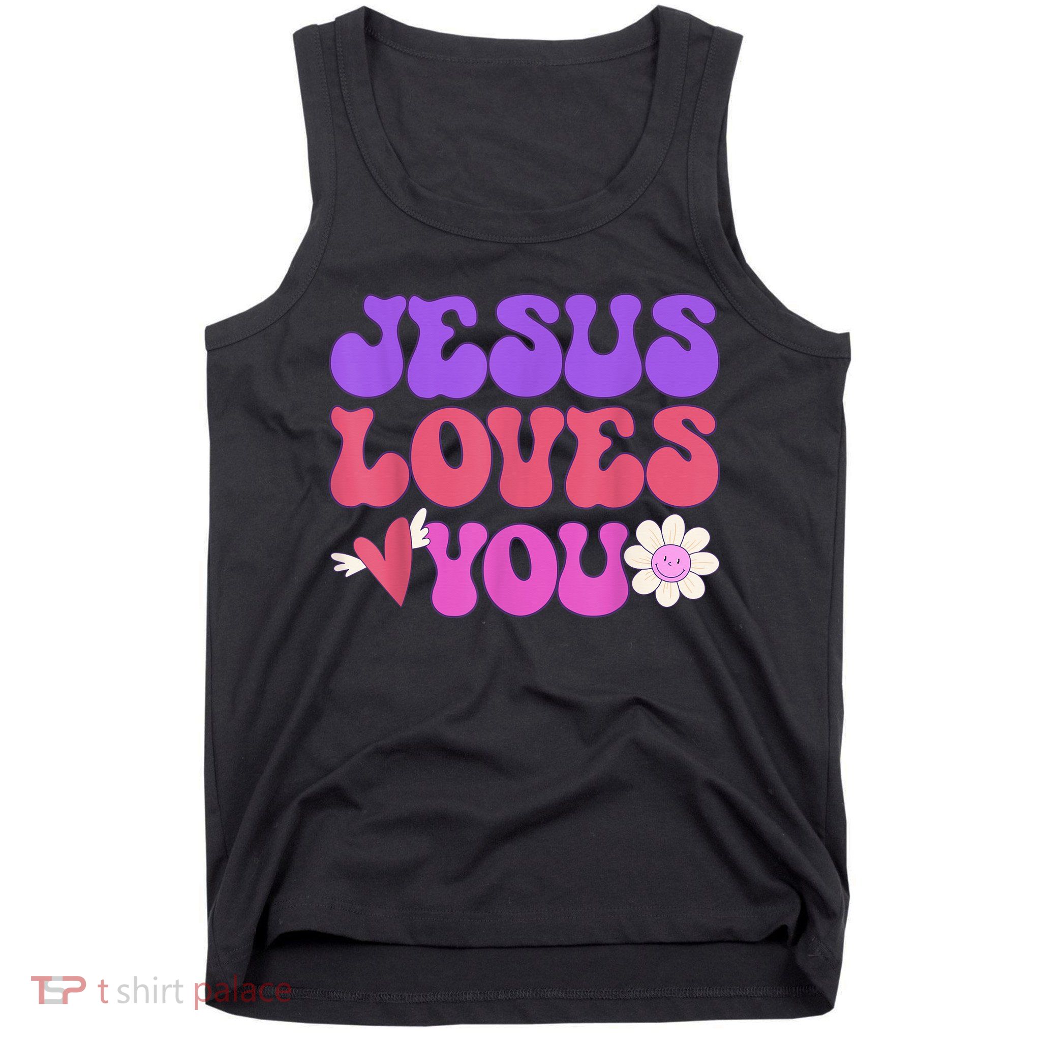 Groovy Christian Jesus Loves You 70's Hippie Tank Top