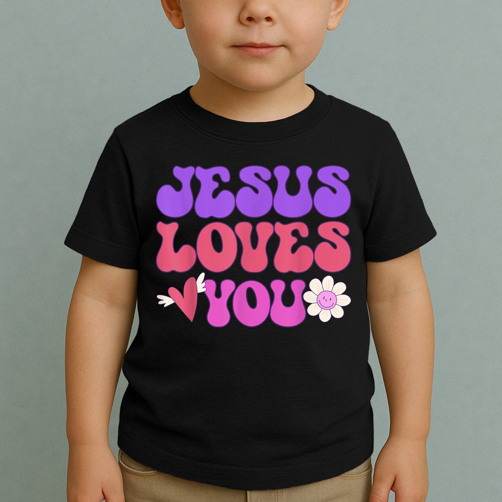Groovy Christian Jesus Loves You 70's Hippie Toddler T-Shirt