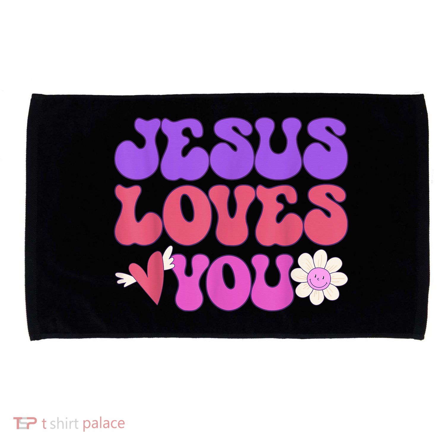 Groovy Christian Jesus Loves You 70's Hippie Microfiber Hand Towel
