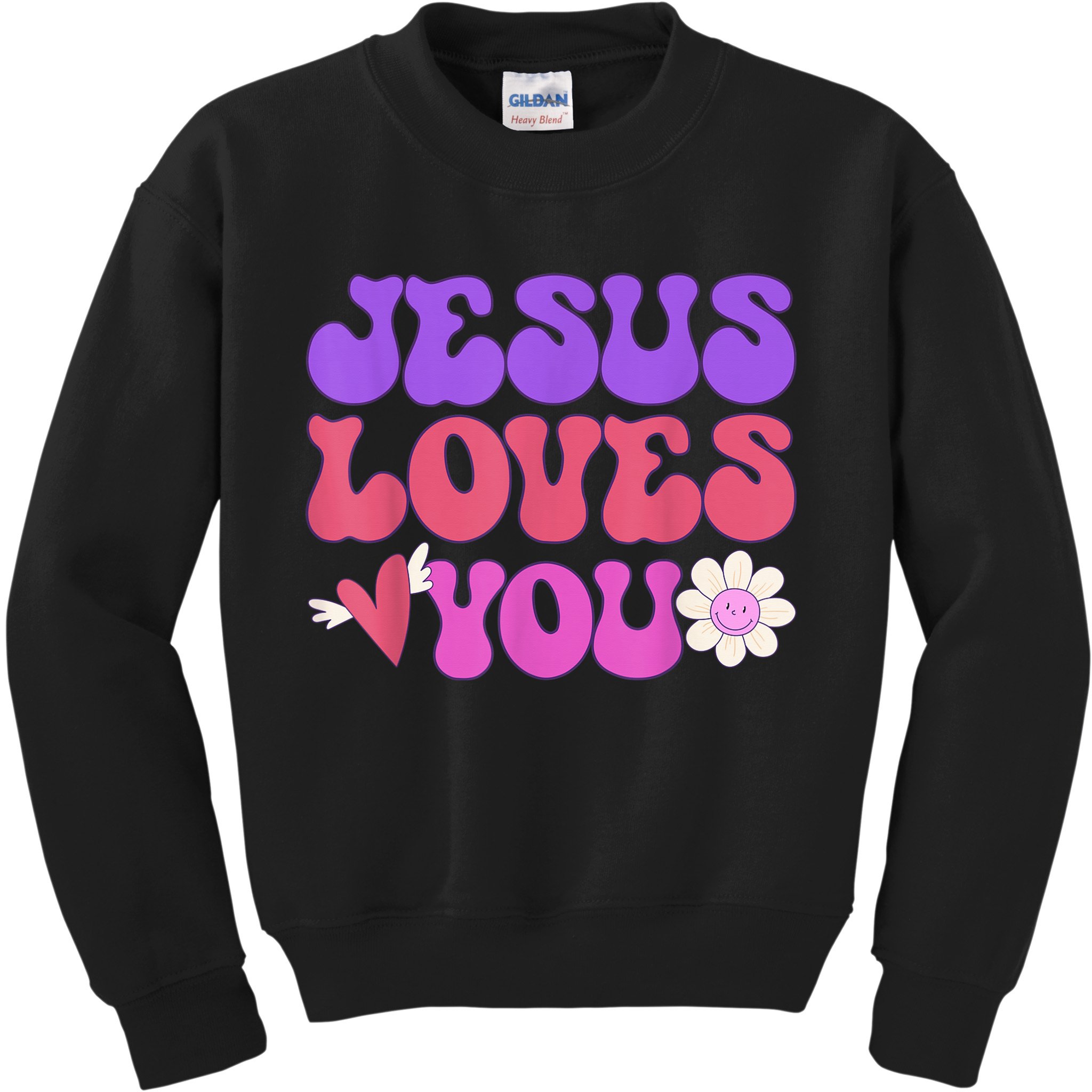 Groovy Christian Jesus Loves You 70's Hippie Kids Sweatshirt