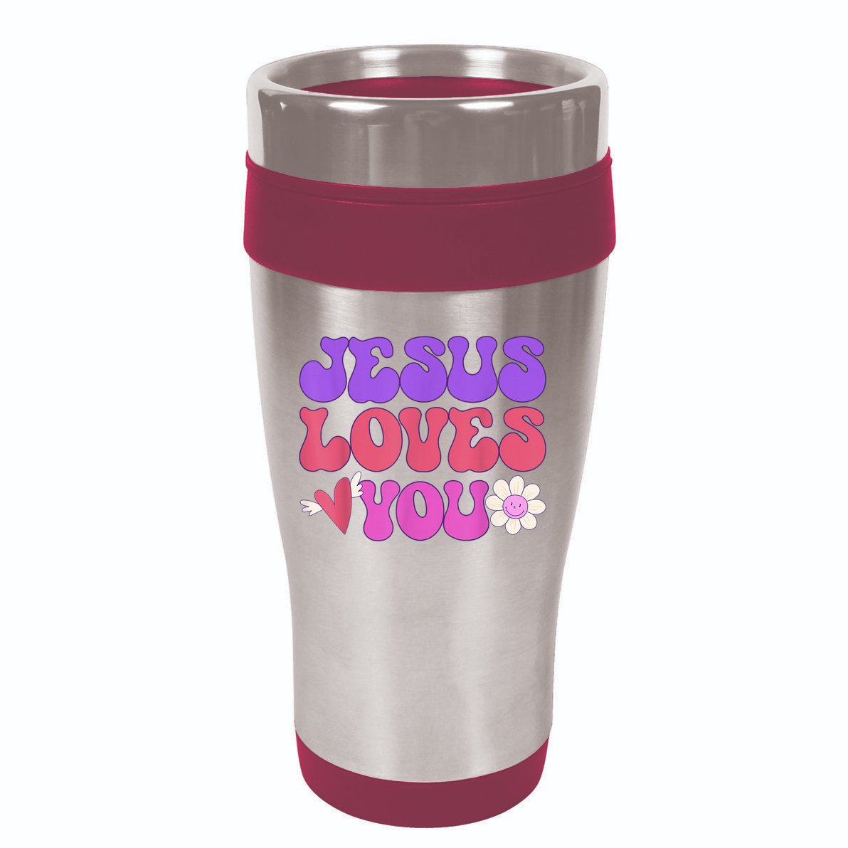 Groovy Christian Jesus Loves You 70's Hippie 16oz Travel Tumbler