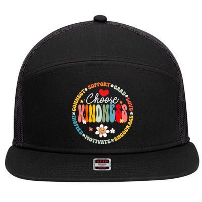 Groovy Choose Kindness Daisy Be Kind Inspirational Gift 7 Panel Mesh Trucker Snapback Hat
