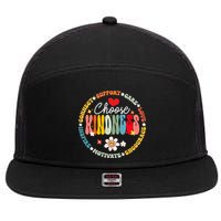 Groovy Choose Kindness Daisy Be Kind Inspirational Gift 7 Panel Mesh Trucker Snapback Hat