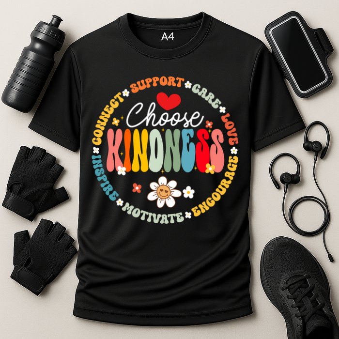 Groovy Choose Kindness Daisy Be Kind Inspirational Gift Cooling Performance Crew T-Shirt