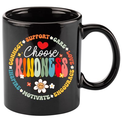 Groovy Choose Kindness Daisy Be Kind Inspirational Gift 11oz C Handle Ceramic Mug