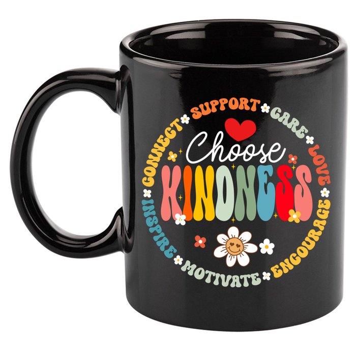 Groovy Choose Kindness Daisy Be Kind Inspirational Gift 11oz C Handle Ceramic Mug