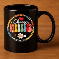 Groovy Choose Kindness Daisy Be Kind Inspirational Gift 11oz C Handle Ceramic Mug