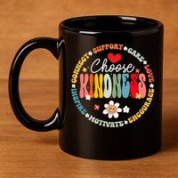 Groovy Choose Kindness Daisy Be Kind Inspirational Gift 11oz C Handle Ceramic Mug