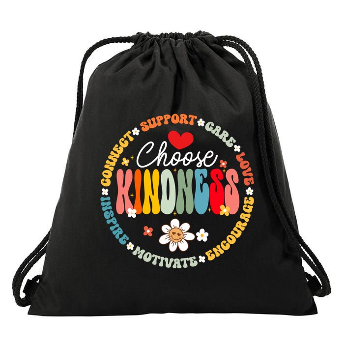 Groovy Choose Kindness Daisy Be Kind Inspirational Gift Drawstring Bag
