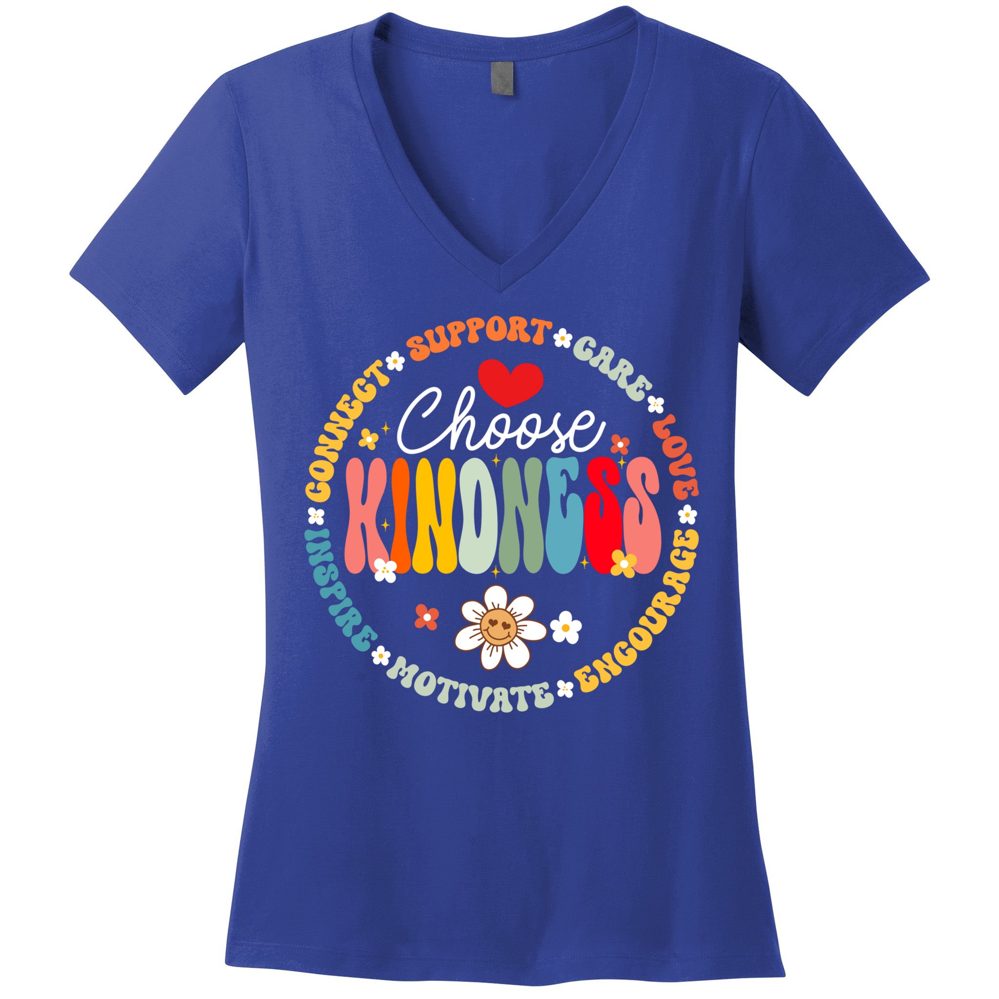 Groovy Choose Kindness Daisy Be Kind Inspirational Gift Women's V-Neck T-Shirt