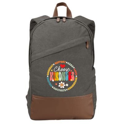 Groovy Choose Kindness Daisy Be Kind Inspirational Gift Cotton Canvas Backpack