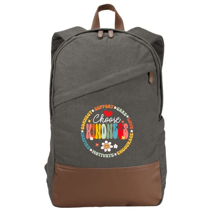 Groovy Choose Kindness Daisy Be Kind Inspirational Gift Cotton Canvas Backpack