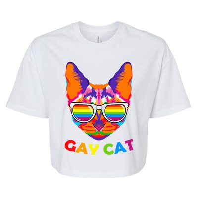 Gay Cat Kitten Feline Lgbt Pride Parade Ally Rainbow Lesbian Cute Gift Bella+Canvas Jersey Crop Tee