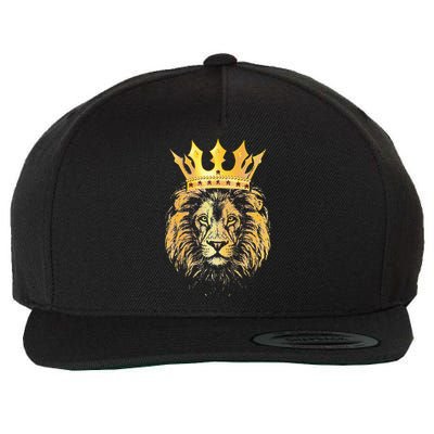 Gold Crown King Lion For Father Birthday Wool Snapback Cap