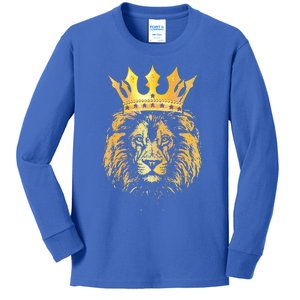 Gold Crown King Lion For Father Birthday Kids Long Sleeve Shirt