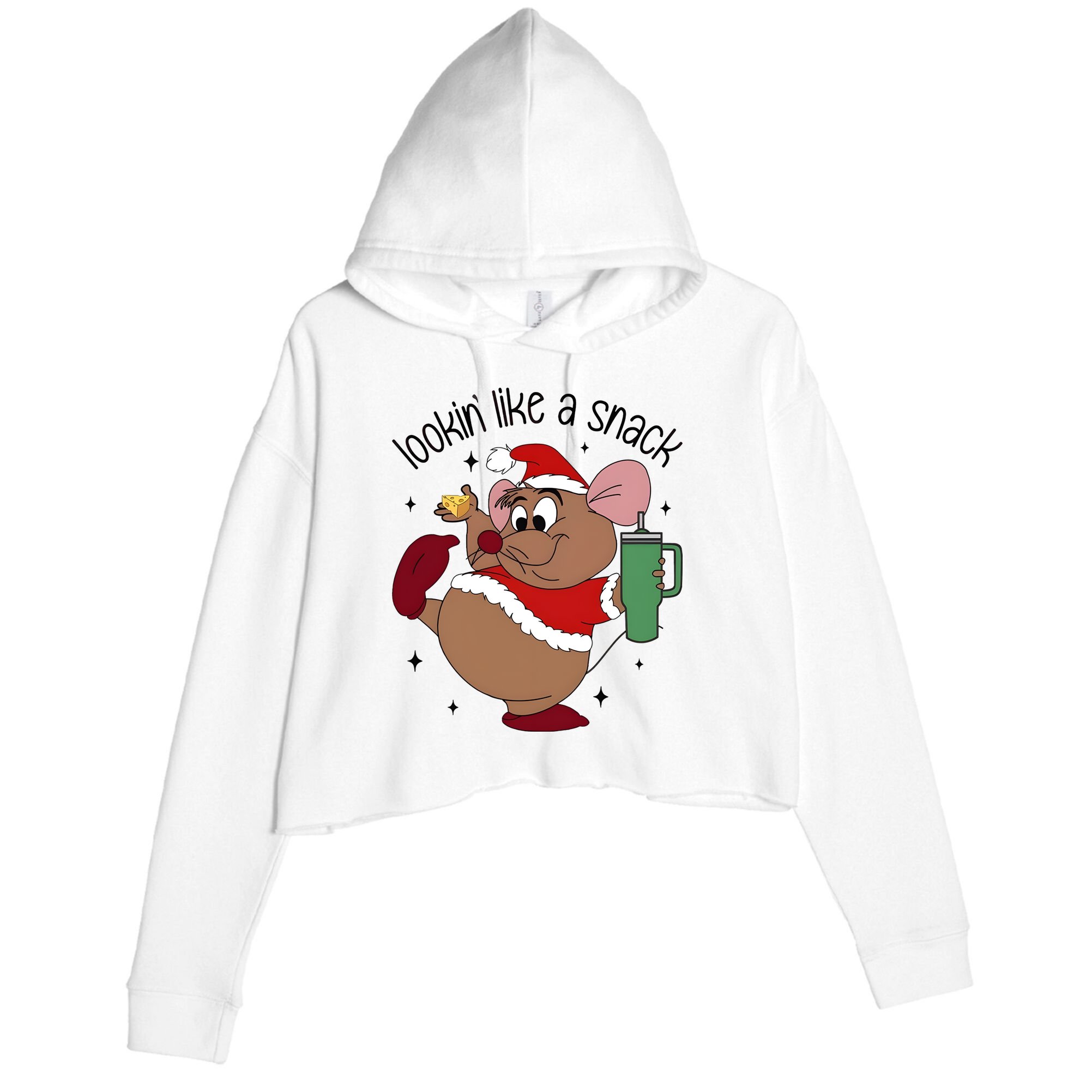 Gus Christmas Looking Like A Snack Cute Mouse Crop Fleece Hoodie