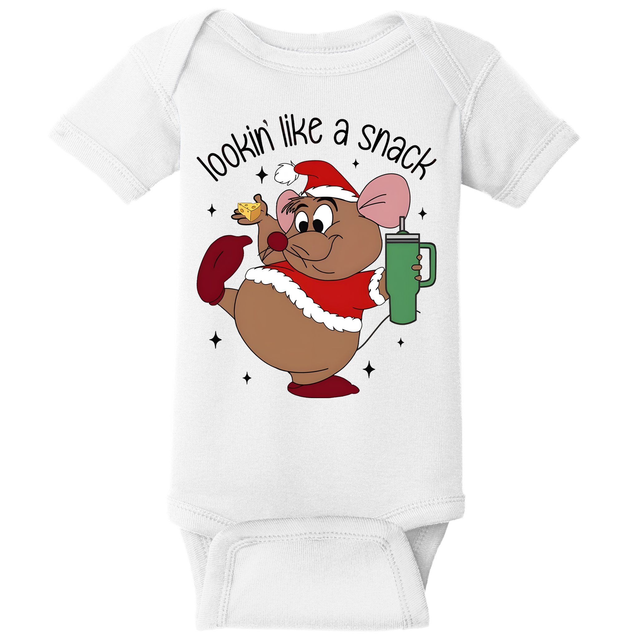 Gus Christmas Looking Like A Snack Cute Mouse Baby Bodysuit