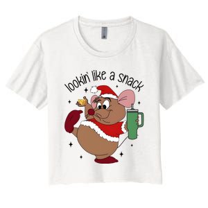 Gus Christmas Looking Like A Snack Cute Mouse Women's Crop Top Tee