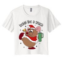 Gus Christmas Looking Like A Snack Cute Mouse Women's Crop Top Tee
