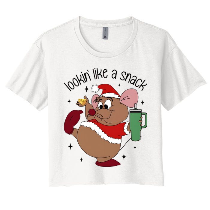 Gus Christmas Looking Like A Snack Cute Mouse Women's Crop Top Tee