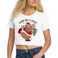 Gus Christmas Looking Like A Snack Cute Mouse Women's Crop Top Tee