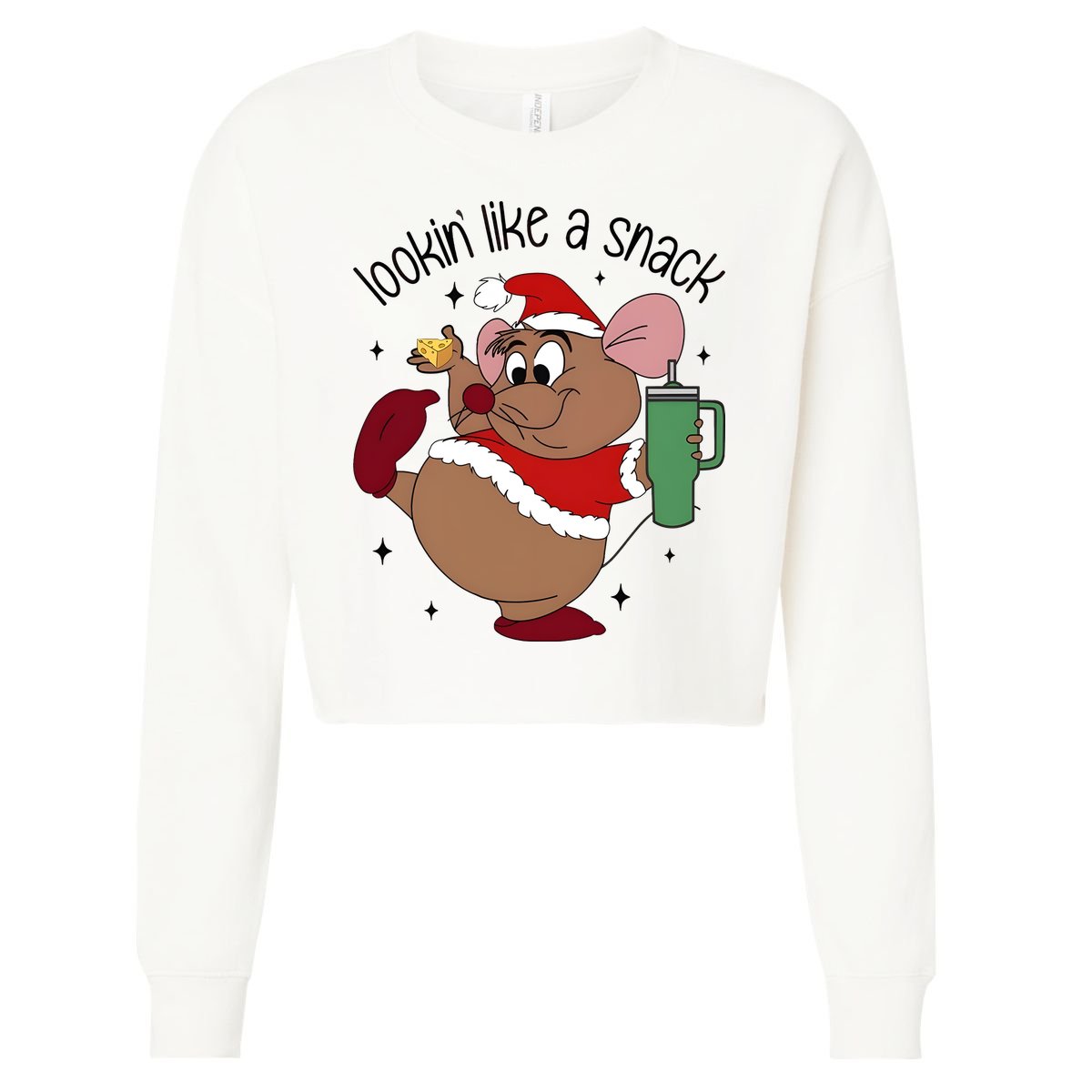 Gus Christmas Looking Like A Snack Cute Mouse Cropped Pullover Crew