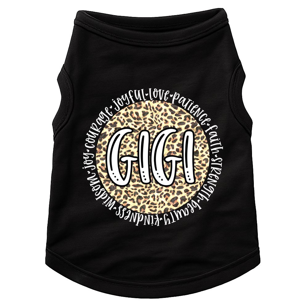 Gigi Cheetah Leopard Print Circle Love Patience Black Gift Doggie Tank
