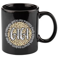 Gigi Cheetah Leopard Print Circle Love Patience Black Gift 11oz C Handle Ceramic Mug