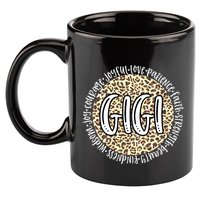Gigi Cheetah Leopard Print Circle Love Patience Black Gift 11oz C Handle Ceramic Mug
