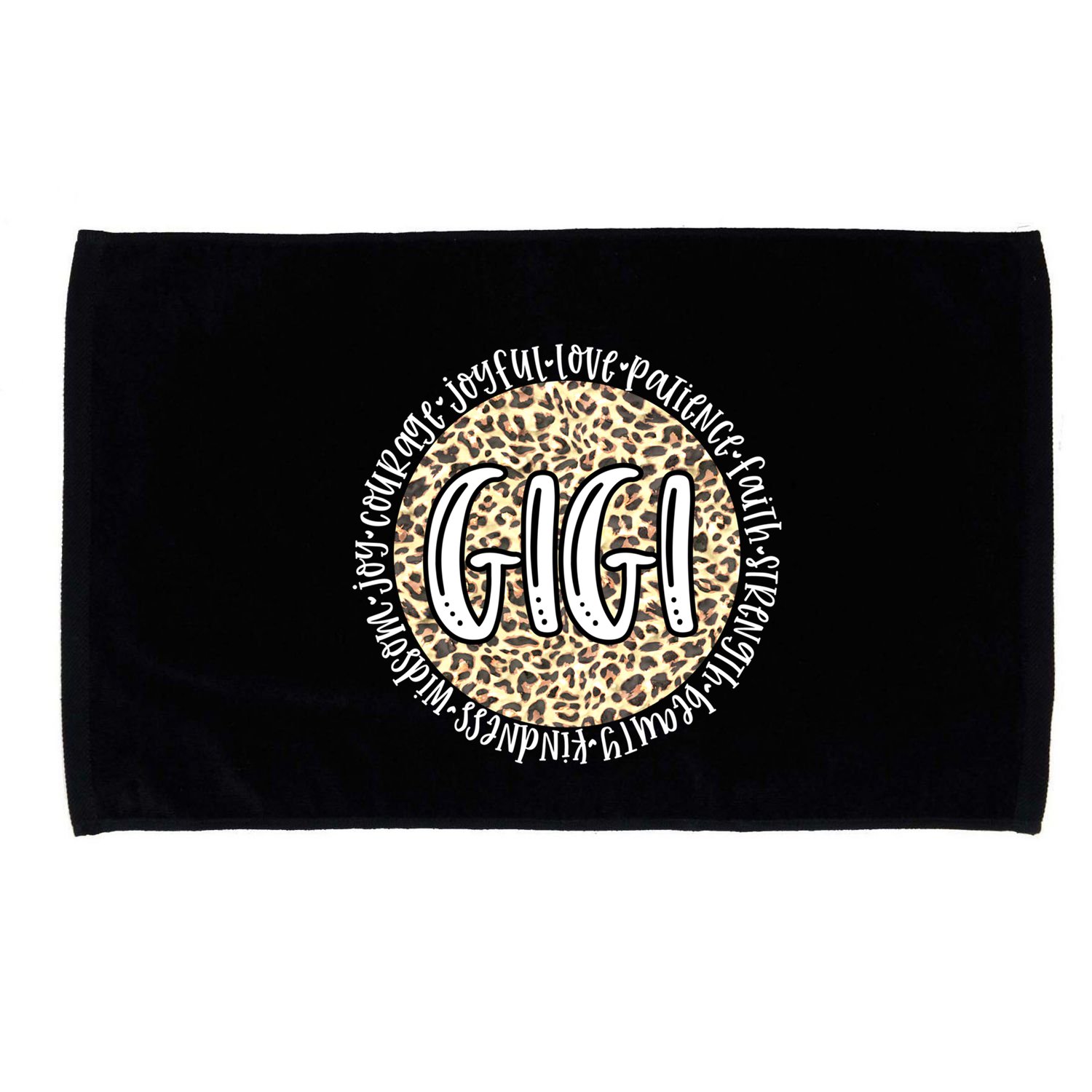 Gigi Cheetah Leopard Print Circle Love Patience Black Gift Microfiber Hand Towel