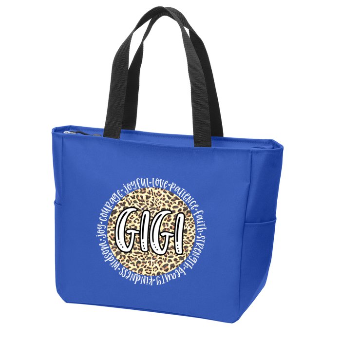 Gigi Cheetah Leopard Print Circle Love Patience Black Gift Zip Tote Bag