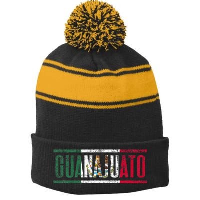 Guanajuato Con La Bandera De México Stripe Pom Pom Beanie