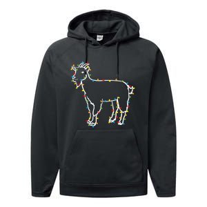 Goat Christmas Lights Holiday Season Merry Xmas Performance Fleece Hoodie