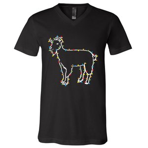 Goat Christmas Lights Holiday Season Merry Xmas V-Neck T-Shirt