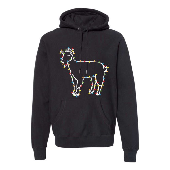 Goat Christmas Lights Holiday Season Merry Xmas Premium Hoodie