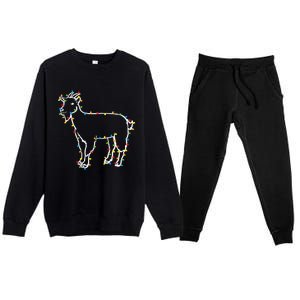 Goat Christmas Lights Holiday Season Merry Xmas Premium Crewneck Sweatsuit Set