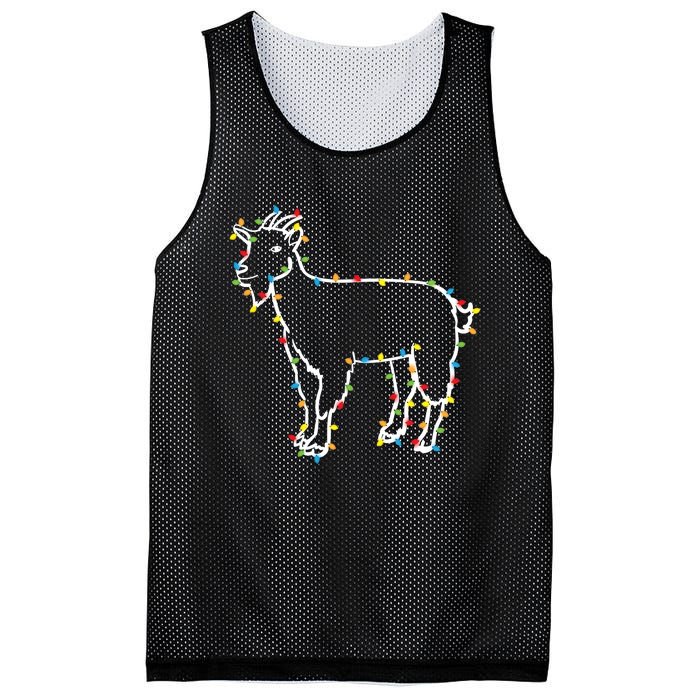 Goat Christmas Lights Holiday Season Merry Xmas Mesh Reversible Basketball Jersey Tank