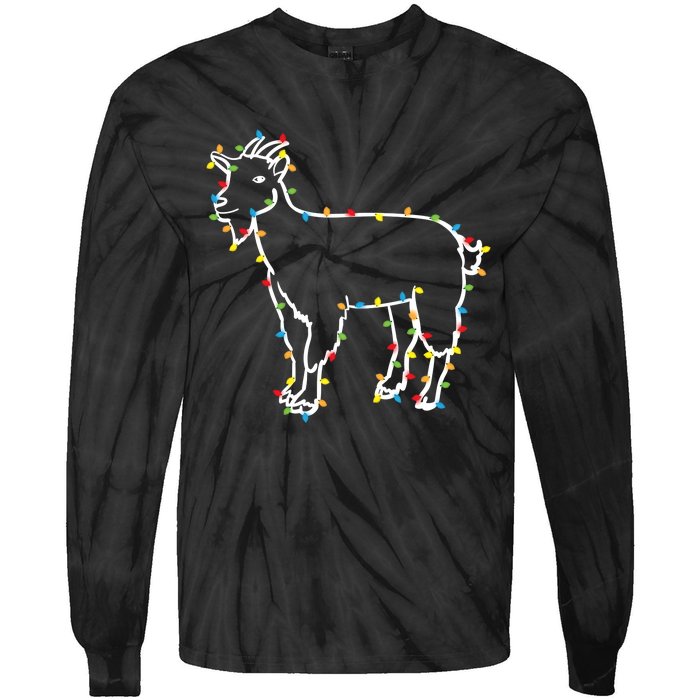 Goat Christmas Lights Holiday Season Merry Xmas Tie-Dye Long Sleeve Shirt