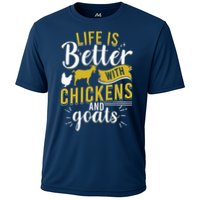 Goats Chickens Life Is Better Funny Farmer Humor Ranch Performance Shirt