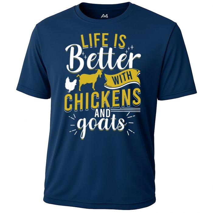 Goats Chickens Life Is Better Funny Farmer Humor Ranch Performance Shirt