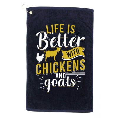 Goats Chickens Life Is Better Funny Farmer Humor Ranch Golf Towel