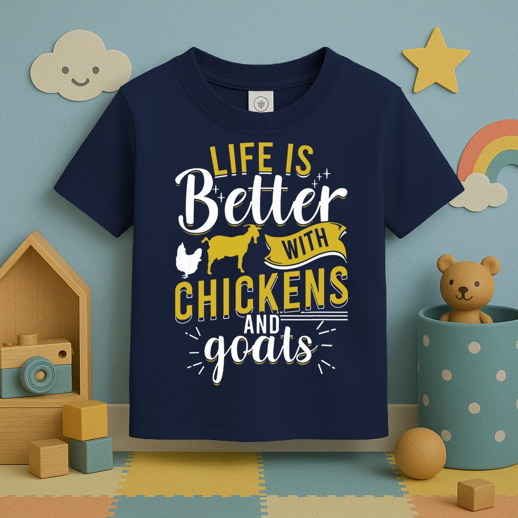 Goats Chickens Life Is Better Funny Farmer Humor Ranch Toddler T-Shirt