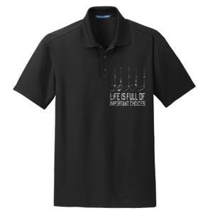 Golf Clubs Life Full Important Choices Funny Golfer Dad Dry Zone Grid Polo