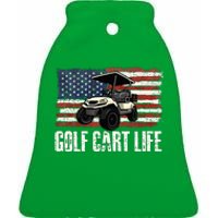 Golf Cart Life Golf Lover Golfing Golfer Putter Ceramic Bell Ornament