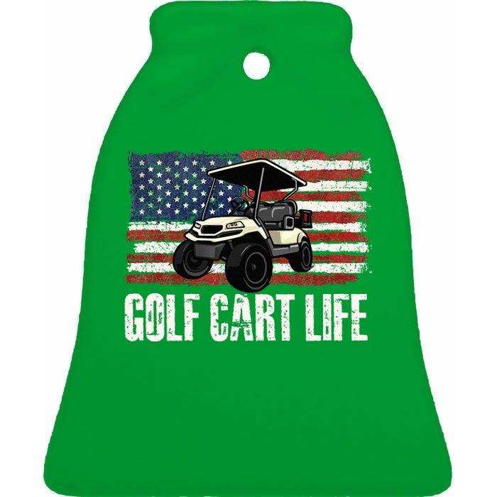 Golf Cart Life Golf Lover Golfing Golfer Putter Ceramic Bell Ornament