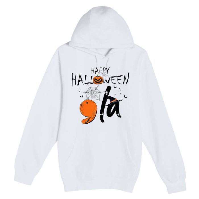 Ghost Comma La Kamala Harris 2024 Halloween Election Premium Pullover Hoodie