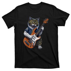 Guitar Cat Lover Graphic Funny Cat Playing Cats Kitten Lover Gift T-Shirt