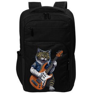 Guitar Cat Lover Graphic Funny Cat Playing Cats Kitten Lover Gift Impact Tech Backpack